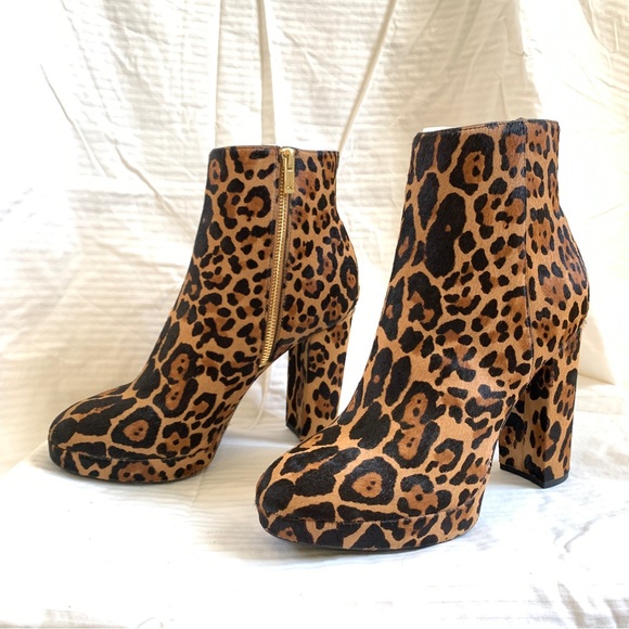 Calvin Klein MARTHA WINTER LEOPARD Calf Hair Platform Booties 8.5 M NWT - Picture 5 of 16